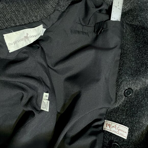 Peruvian Connection Bomber Jacket Size M Gray Alpaca Wool Vintage Button Coat - Picture 15 of 15